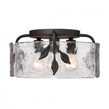  3160-FM NB-HWG - Calla 3 Light Flush Mount in Natural Black with Hammered Water Glass Shade